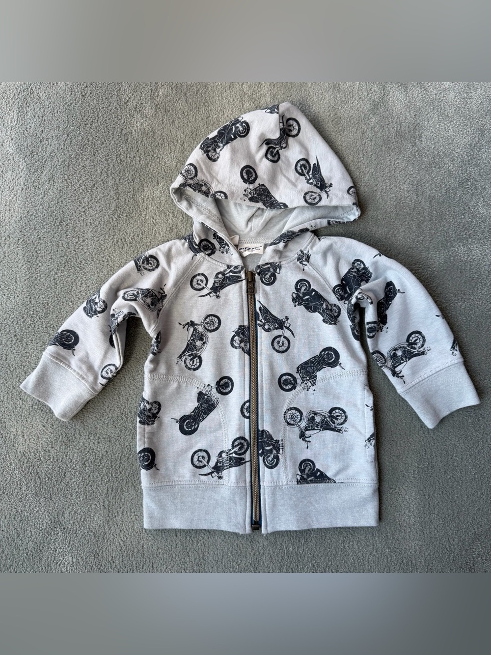 Bit’z Kids Motorcycle Motif Zip-Up Hoodie - Gray/Black